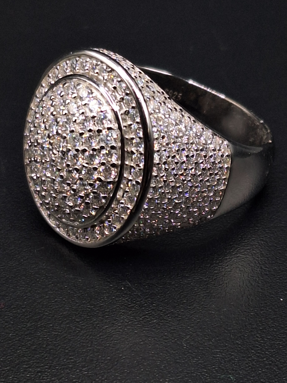 Pave Style icedout 925 Sterling Silver Moissanite Mens Ring
